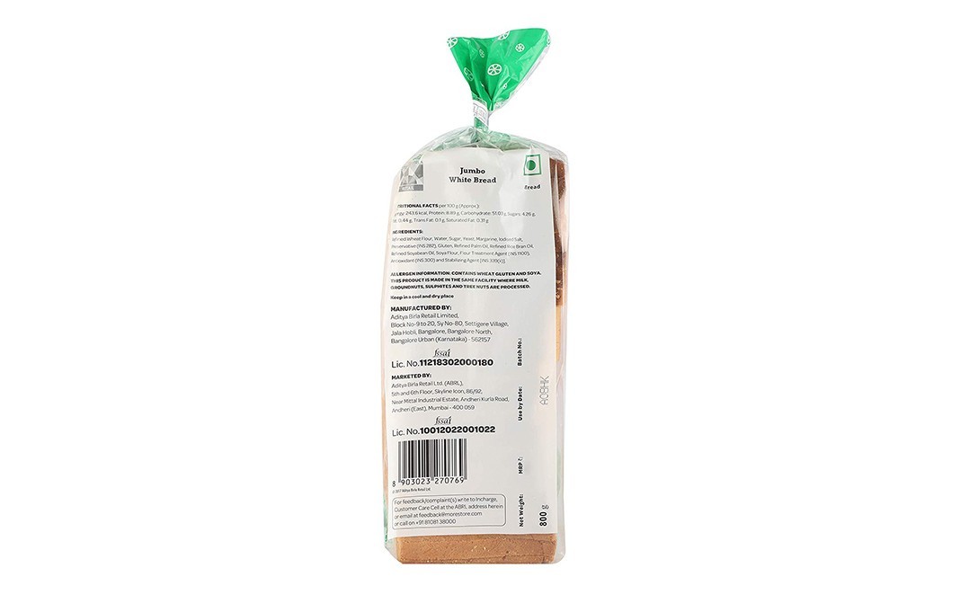 More Fresh Jumbo White Bread    Pack  800 grams